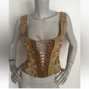 GIGI CLARK Vintage Gold/Brown Floral Corset Size S